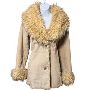 VTG Wilsons Leather Penny Lane Jacket Fur Coat Small Mob Wives Tan Boho Hippie